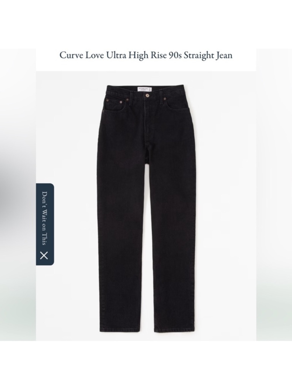 Curve Love Ultra High Rise 90s Straight Jean - Black 27R NWOT